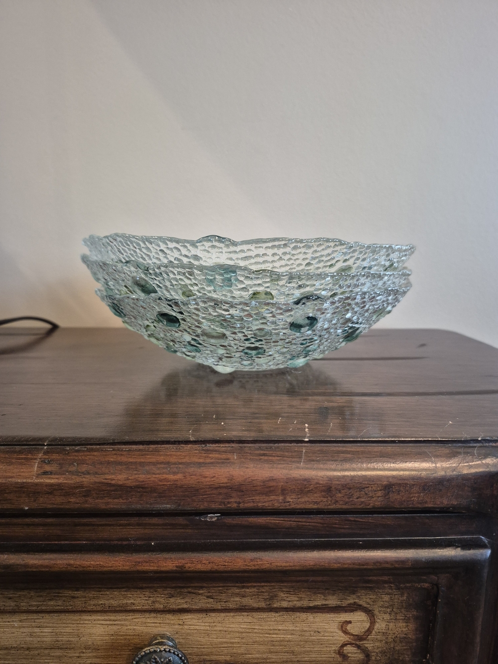 Pier 1 Textured Glass Decorative Bowl - Aqua Green